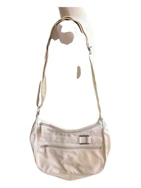 Cream Faux Leather Crossbody Shoulder Bag Multi-Pocket (1074-4)